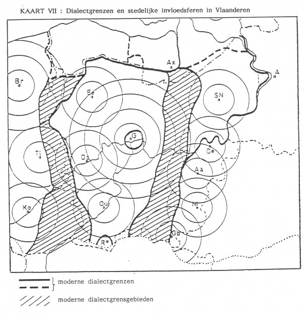 Dialectgrenzen en stedelijke invloedsferen in Vlaanderen