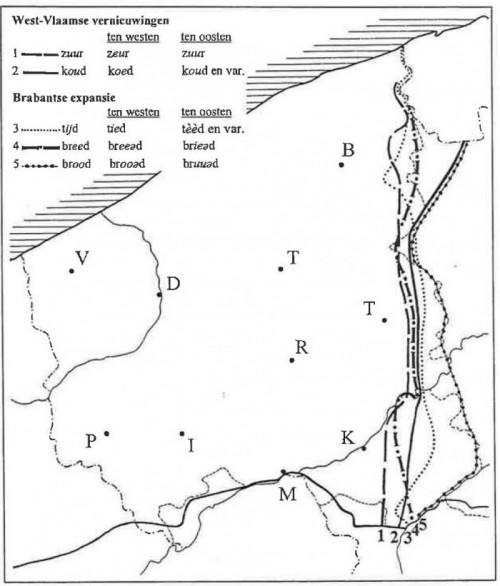 isoglossen tussen west vlaams en oost vlaams _Devos2006